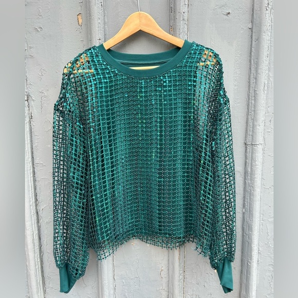 Pilcro Long-Sleeve Sequin Top, Medium - Picture 5 of 11